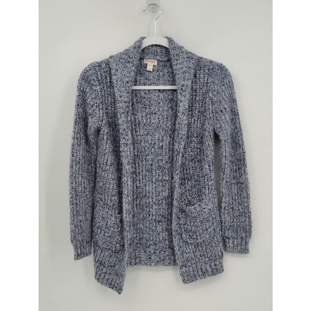 Cat & Jack Blue Pink Marled Open-Front Knit Cardigan Pockets L 10/12